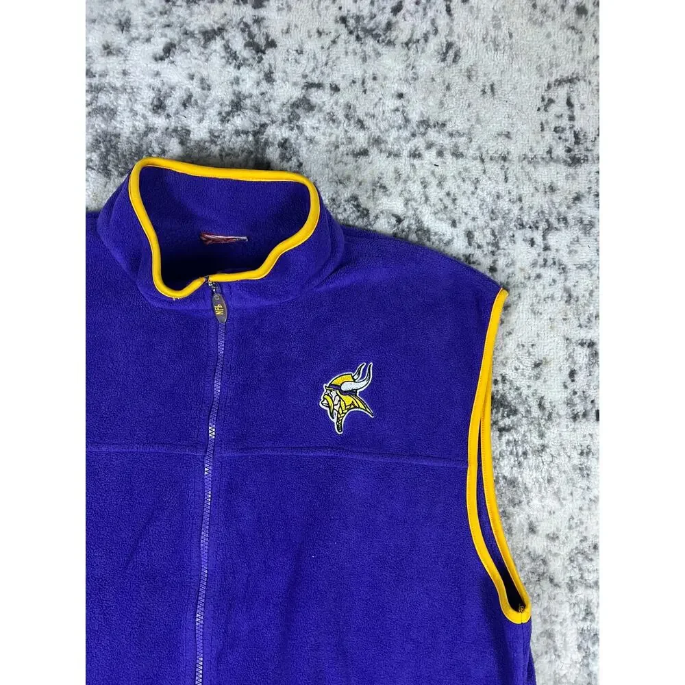 Minnesota Vikings Purple Full Zip Fleece Jacket Size XL Sports Football NFL